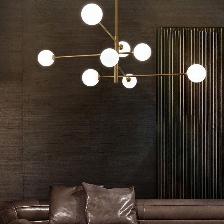 Designer Style Chandelier Light Fixtures Multi-Head Suspension Pendant Lamps with Glass Shade