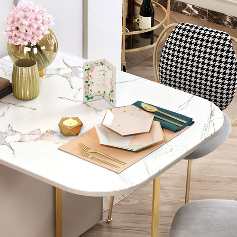 Moderna 1/2/3/5 Piezas Mesa de comedor blanca con juego de comedor plegable de piedra sinterizada