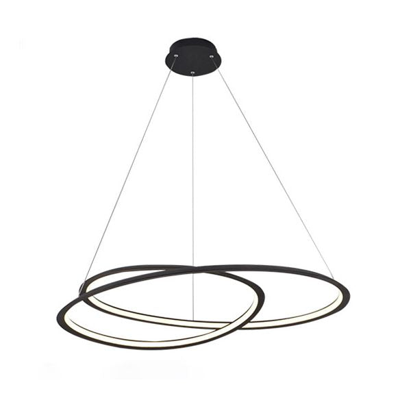 Living Room LED Chandelier Pendant Light Modern Black Chandelier Lighting with Spiral Metal Shade