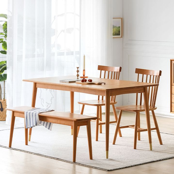 Mesa de comedor rectangular moderna mesa de madera maciza con 4 patas para la cena de cocina en casa