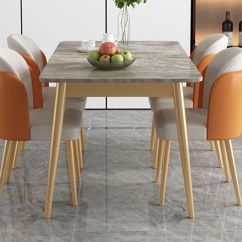1/2/7 PCS Juego de comedor de glamour de metal con mesa de mesa rectangular