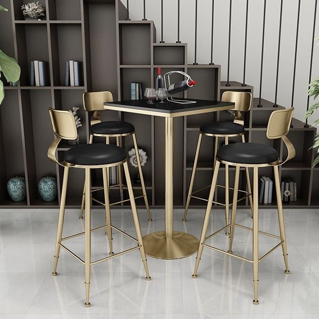 41.3"H Glam Style Bar Table Faux Marble Pedestal Bar Wine Table,