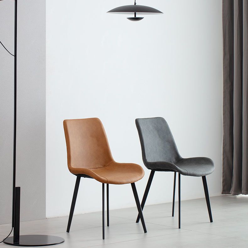 Sillas de comedor estilo moderno Silla individual sin brazos con patas de metal