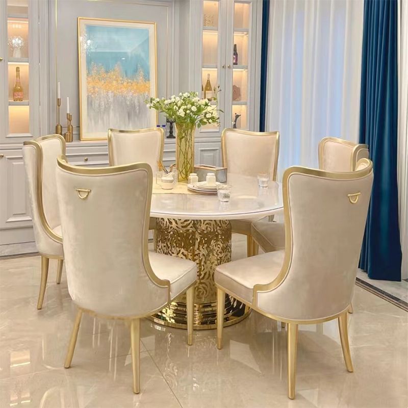 White and Gold Dinner Room Kitchen Table Traditional Luxury Dining Table