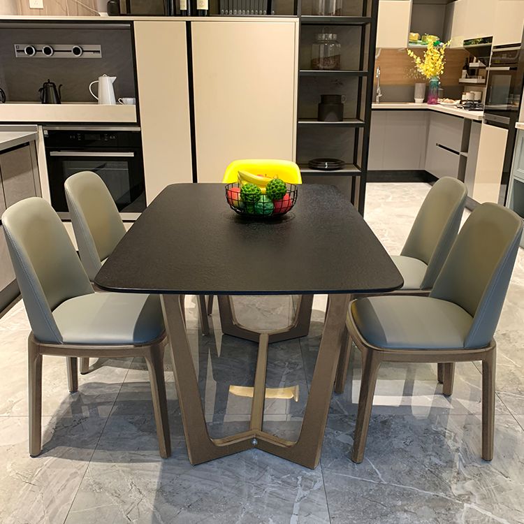 Rectangle Dining Table Sintered Stone Dining Table with Trestle Base