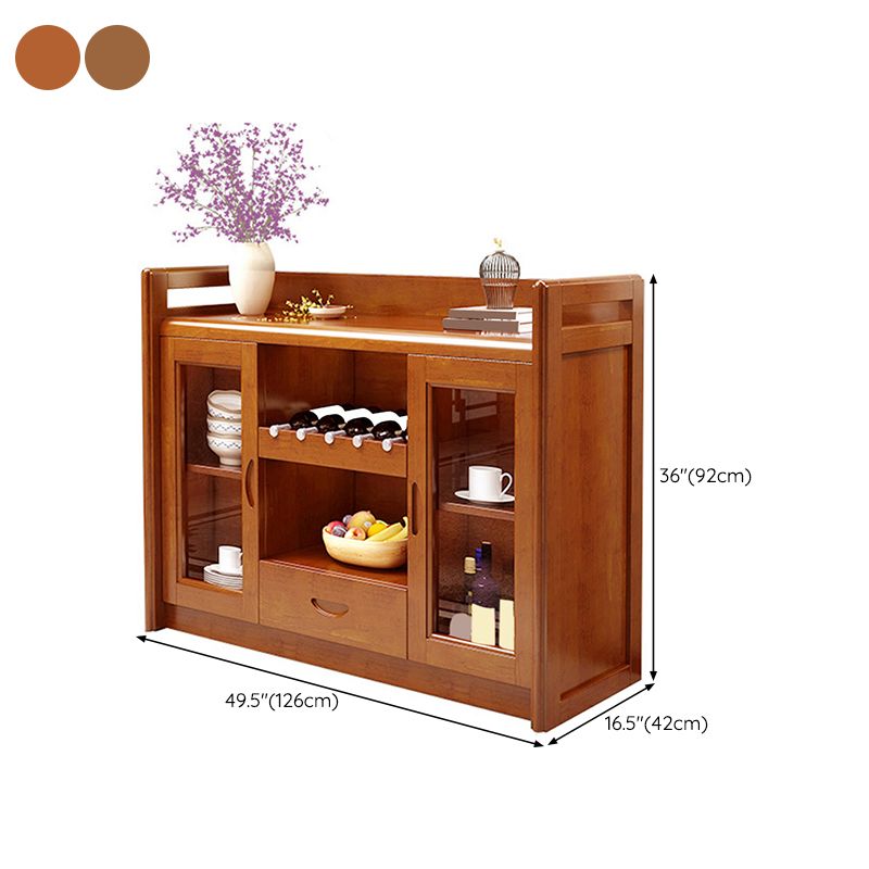 Solid Wood Buffet Table Modern Style Side Board with Cabinets and Drawers