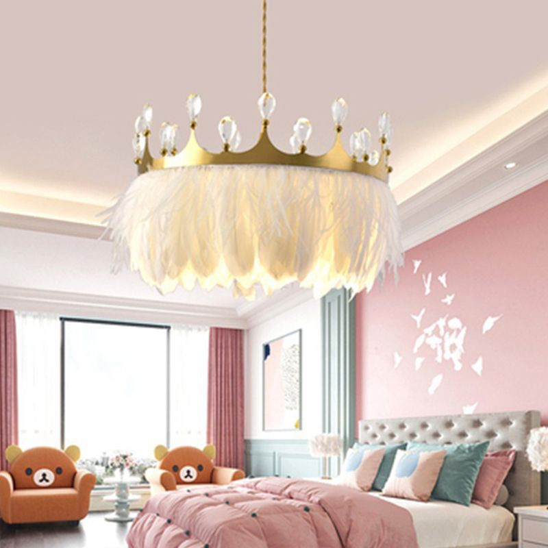 Gouden kroon kroonluchter verlichting artistieke 1-head veer suspensie Licht met K9 Crystal Deco