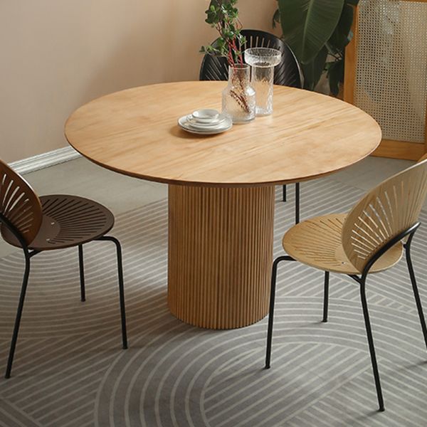 Pine Solid Wood Pedestal Dinette Table Simplicity Dining Table Round for Home