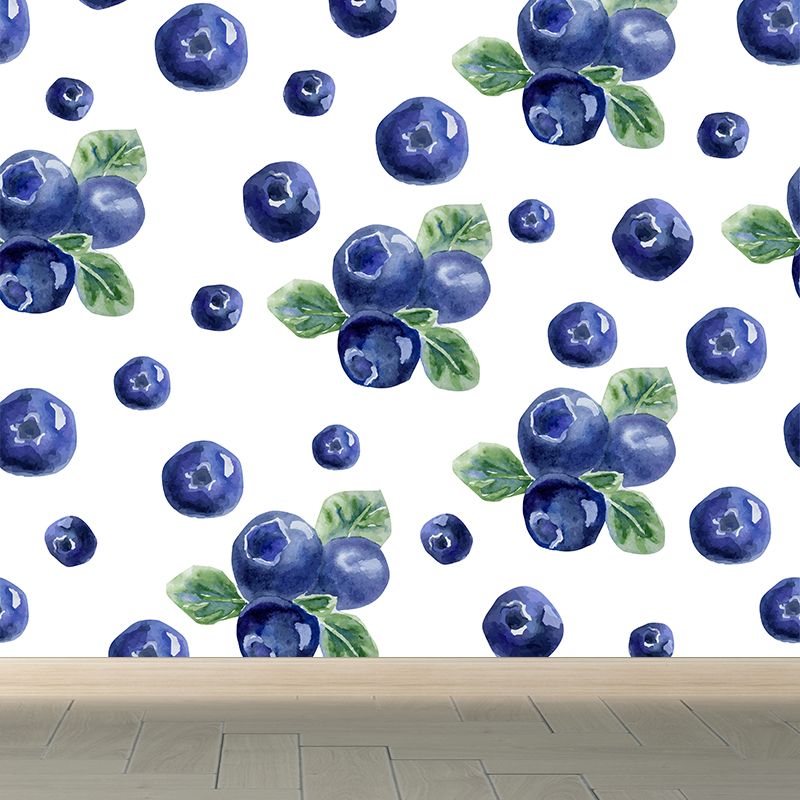 Blueberry Graph Wall Mural Contemporary Non-Woven Textured Wall Covering in Blue