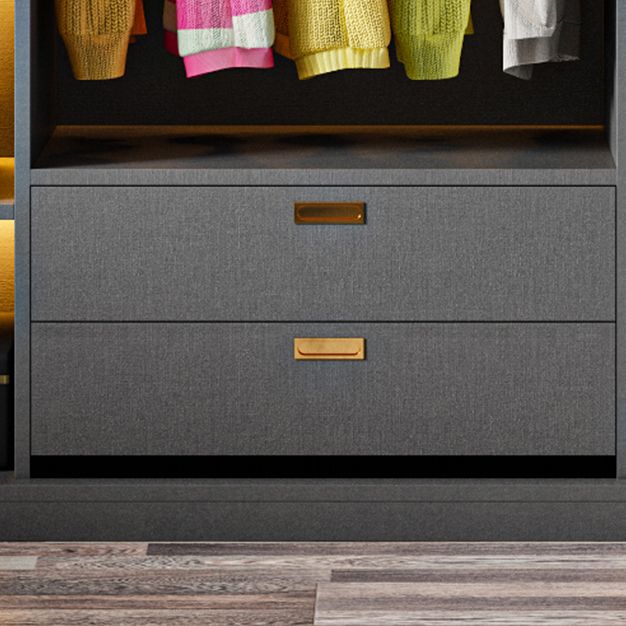 Grey Contemporary Wardrobe Closet Sliding Wardrobe Armoire with Drawer