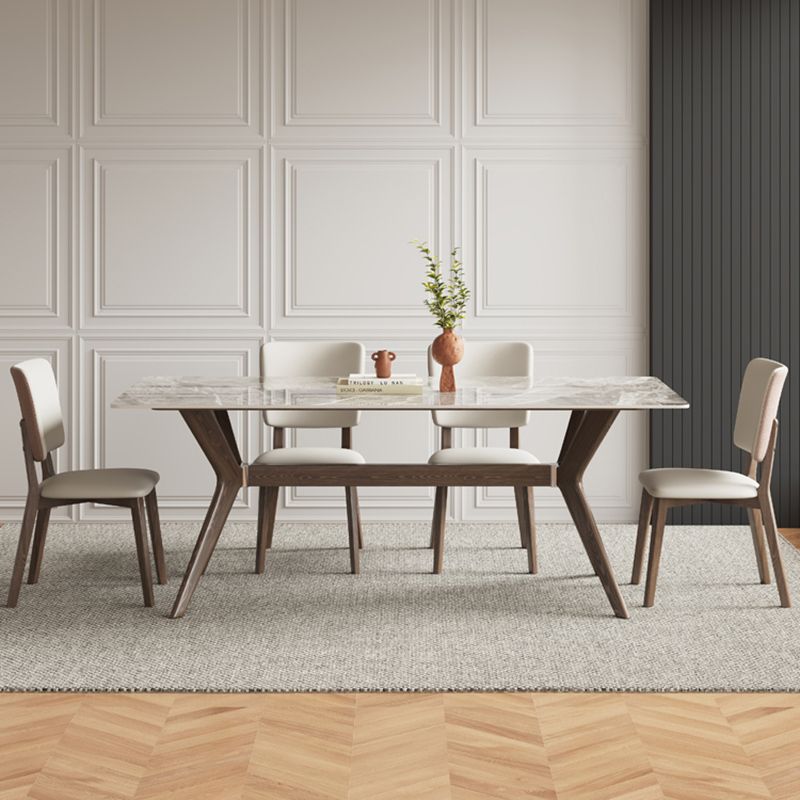 Modern 1/4/5/7 Pieces Dining Furniture Stone Rectangle Dining Table Set in Gray