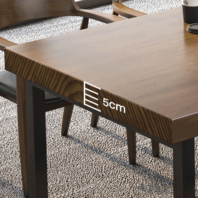 Industrial Solid Wood Dining¬†Room¬†Set with Rectangle Table and Metal Base Dining Table Furniture