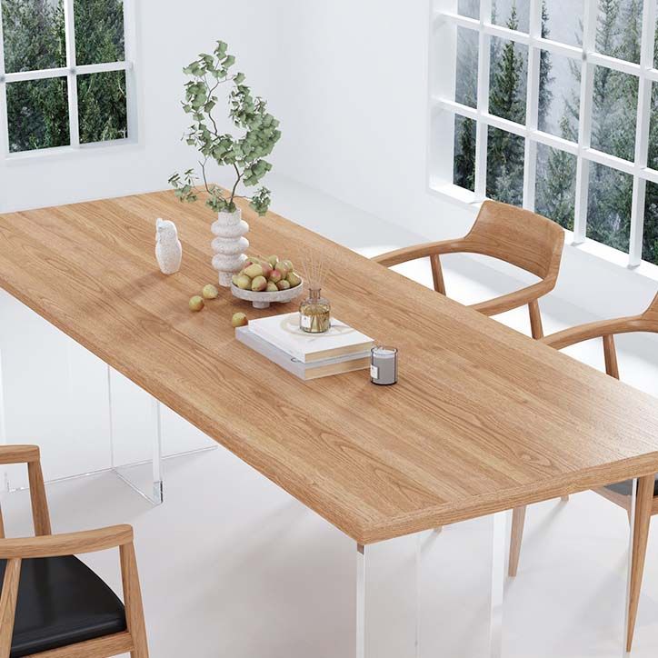 Modern Double Pedestal Dining Table Ash Wood Table for Dining Room