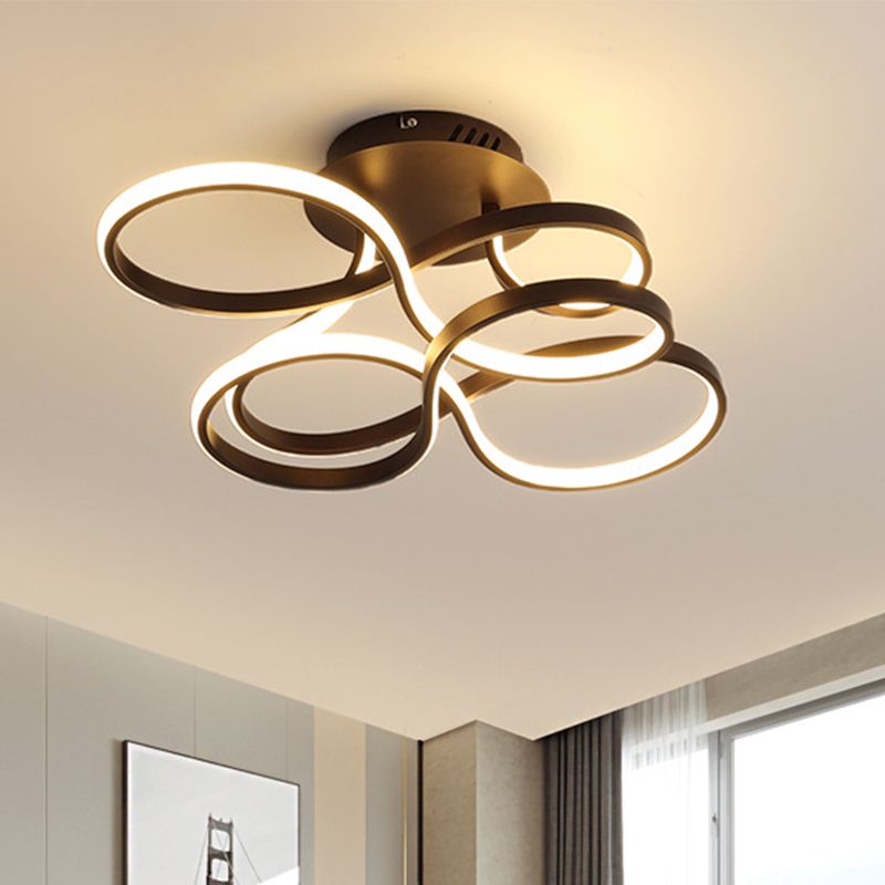 Acryl gedraaid semi-inbouwarmatuur eigentijds zwart/goud/wit LED-plafondgemonteerd licht, wit licht