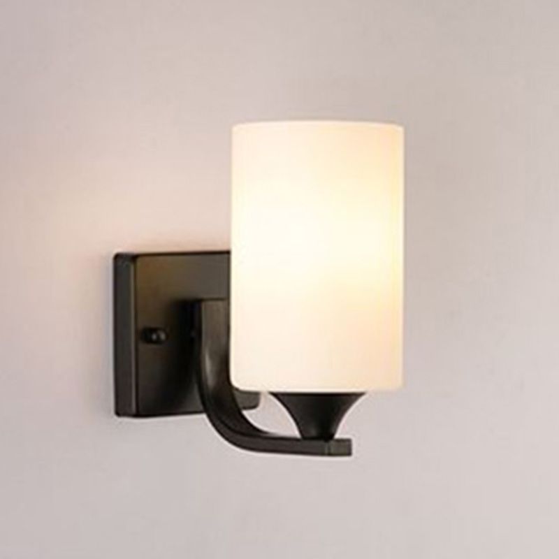 Modern Wall Mounted Light Fixture 1/2 Light Black Sconce Light with Glass Shape