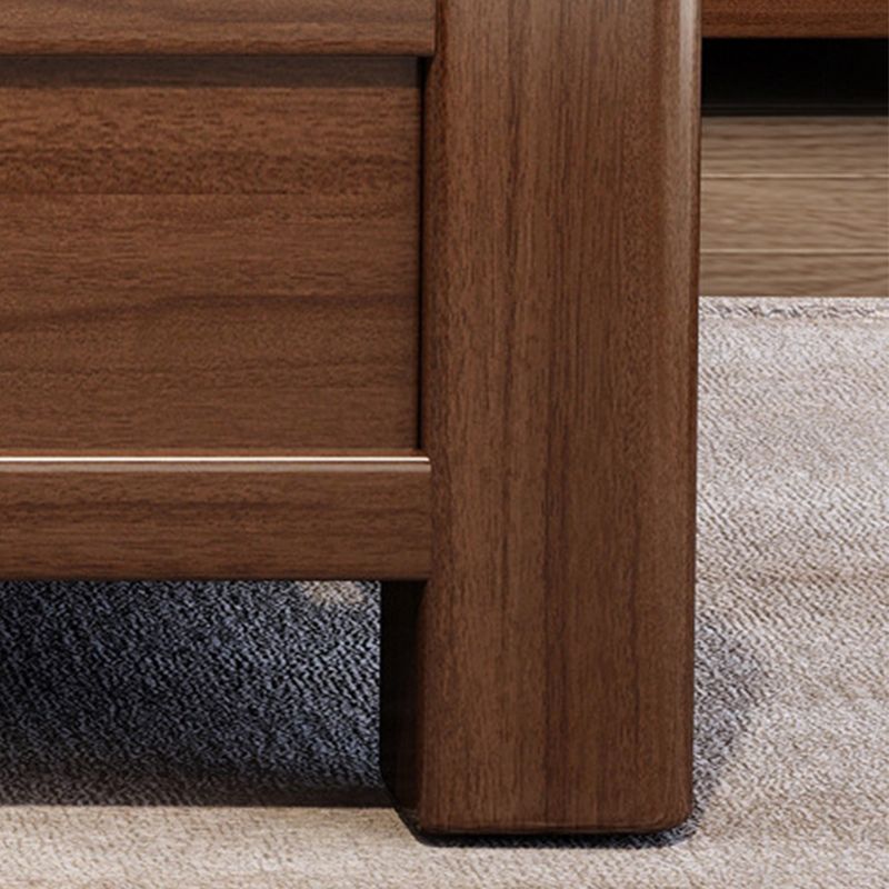 Mid-Century Modern Panel Bed Solid Wood Standard Bed with Headboard