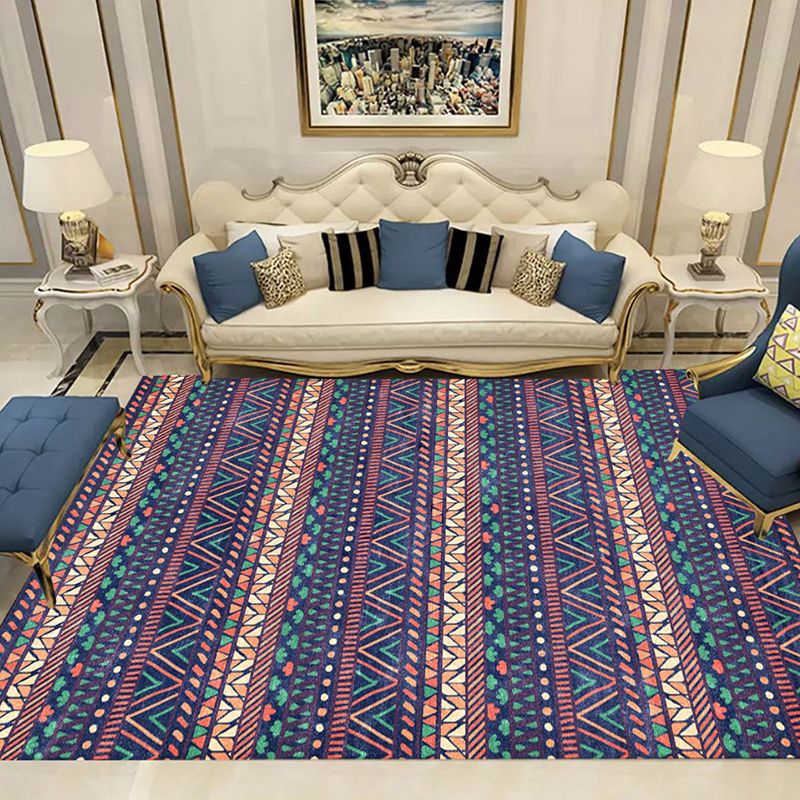 Bohemian Medallion Indoor Rug Red Polyester Area Carpet Anti-Split Rug for Home Decoration