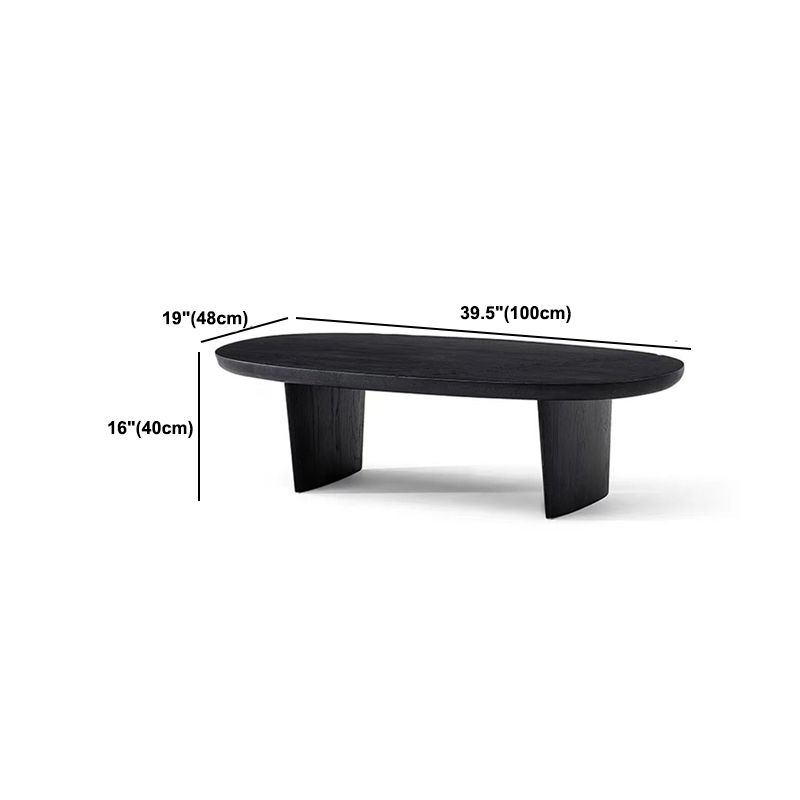 North European Oval Coffee Table Wood Cocktail Table in Black