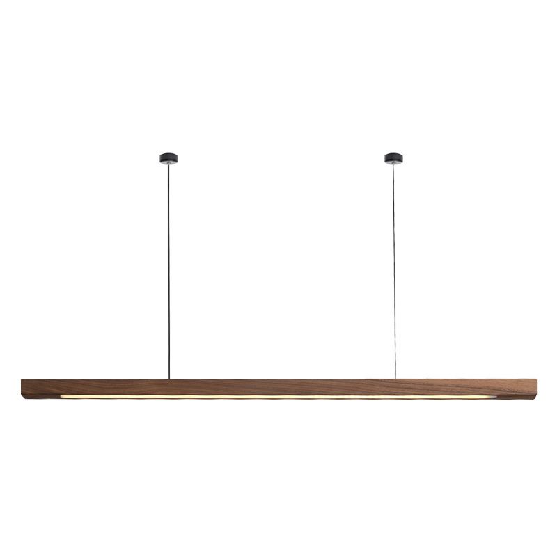1 Light Linear Island Lighting Modernism Wood Chandelier Light Fixture for Kitchen