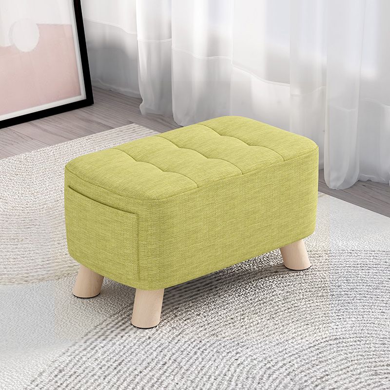 Modern Cotton Storage Pouf Plain Rectangle Tufted Chair Ottoman