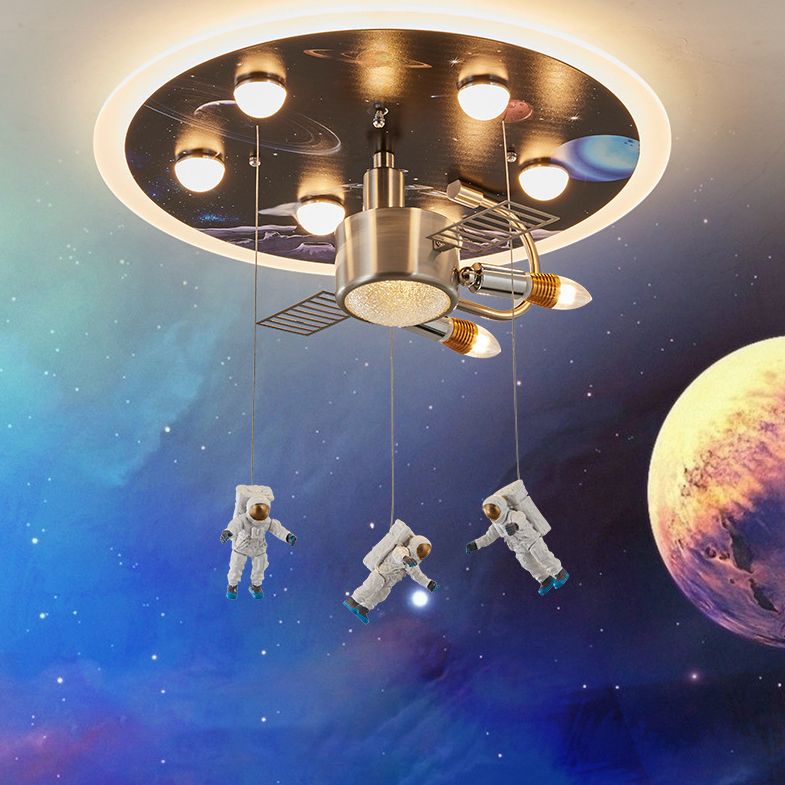 Art Deco metalen inbouwlamp Cartoon Spaceman inbouwspot voor kinderkamer