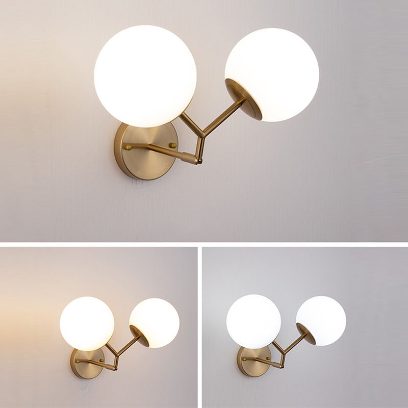 Accesorios de iluminación de pared de bola de vidrio blanco de forma de pared de estilo moderno lámpara montada en la pared