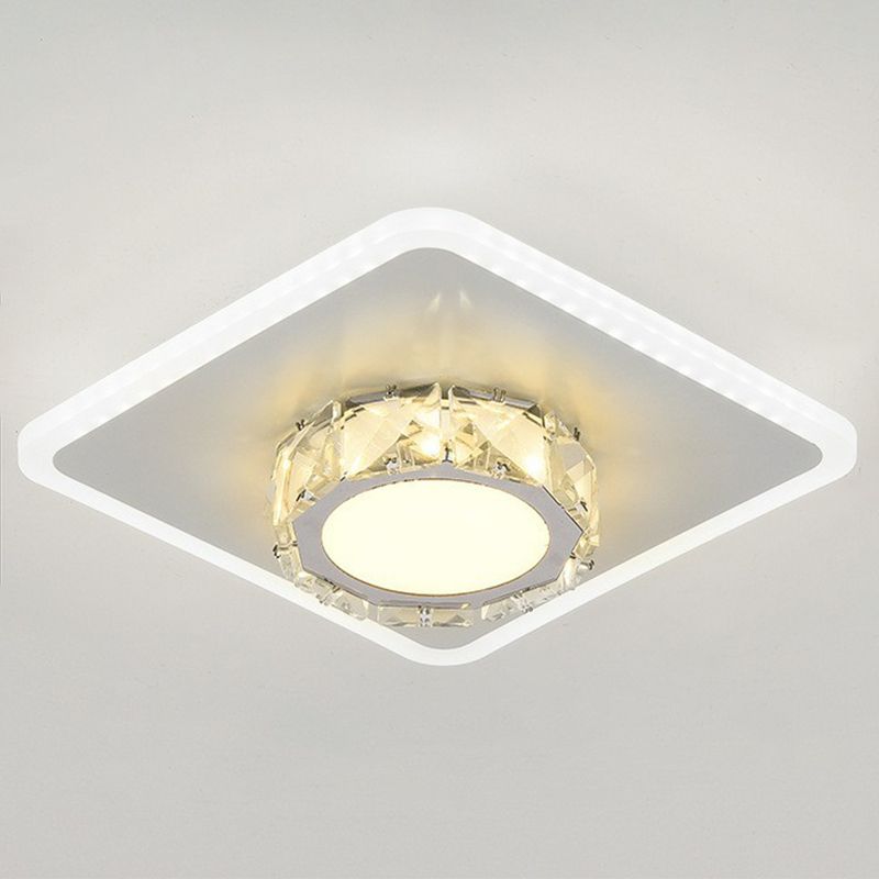 Plafonnier encastré de forme géométrique contemporaine, luminaire LED pour couloir en cristal