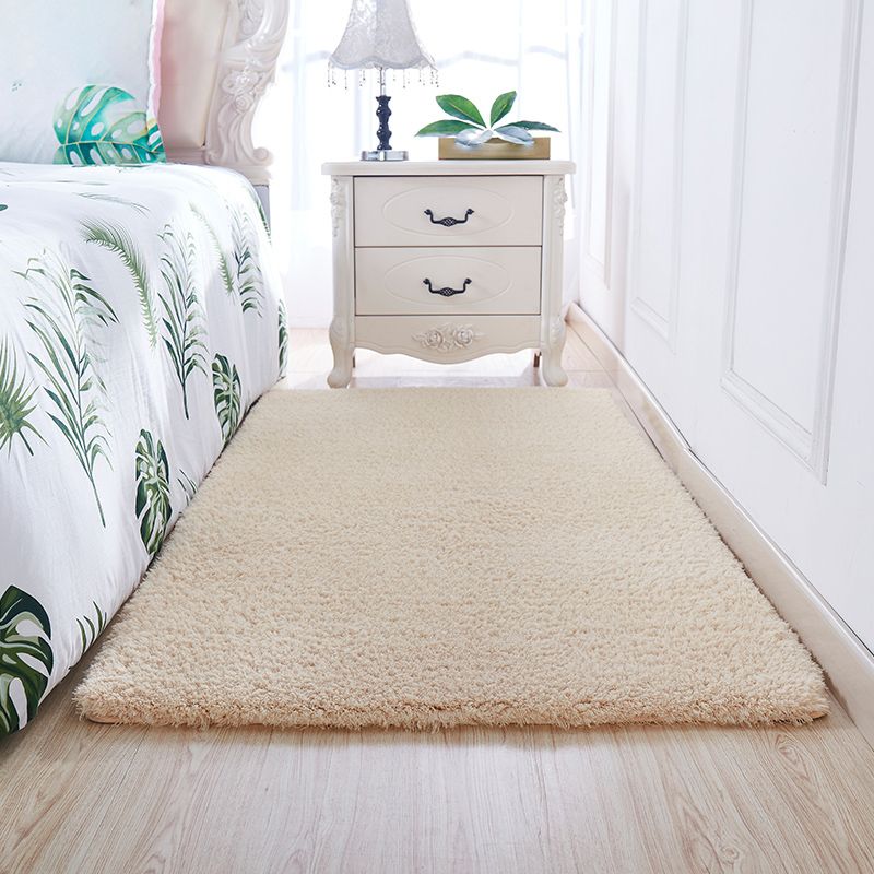 Casual Solid Rug Polyester Indoor Carpet Non-Slip Backing Shag Area Carpet for Living Room