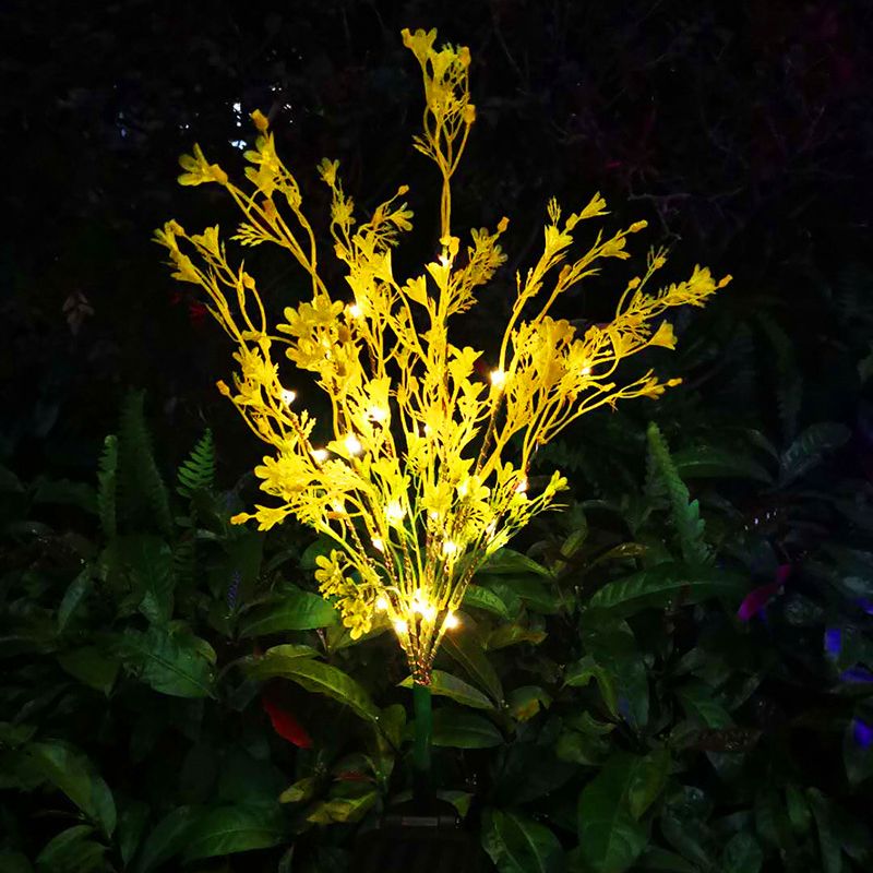 Rape Flower Plastic Solar Ground Lighting Artistic Yellow LED Landscape Light for Backyard