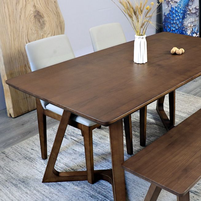 Rechteck minimalistische Esstisch Holzfarbe fester Tisch aus massivem Holz