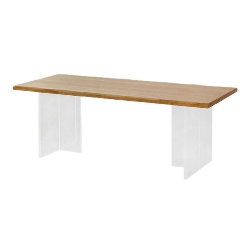 Rectangle Double Pedestal Dining Table Modern Wood Table for Living Room