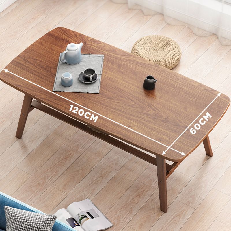 4 Legs Coffee Table Wooden Rectangle 1 Coffee Table with Storage Shelf