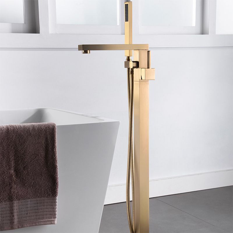Floor Mounted Metal Freestanding Tub Filler Swivel Freestanding Faucet with Hose