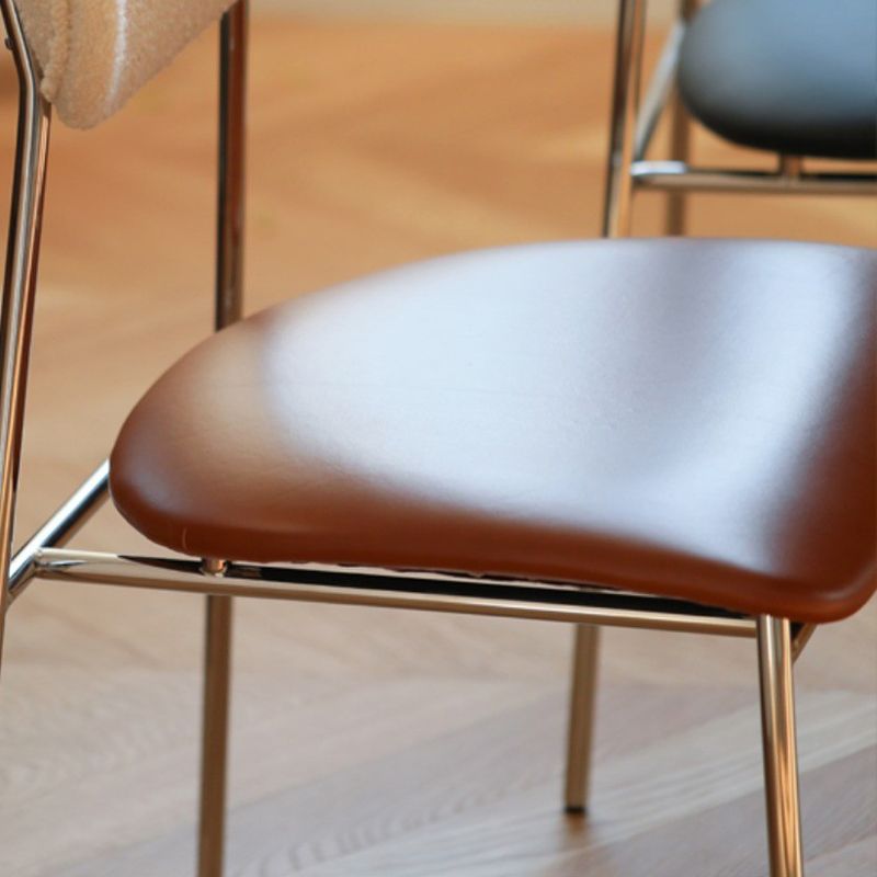 Contemporary Indoor Side Chair Silver Legs Open Back Dining Chair