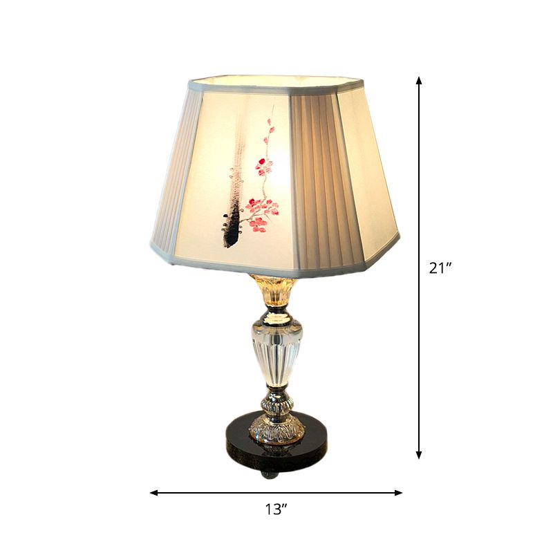 Table de table de cloche en panneaux d'éclairage d'éclairage 1 lampe nocturne contemporaine légère avec design de peinture florale