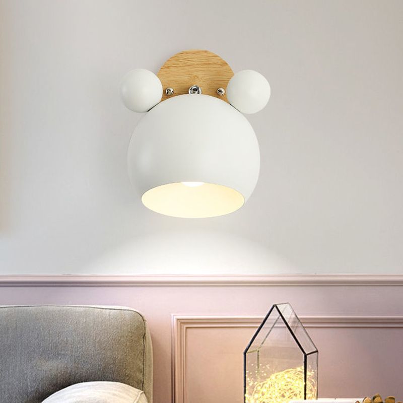 Children Wall Light Flush Mount Polish Finish Wood Lighting for Foyer