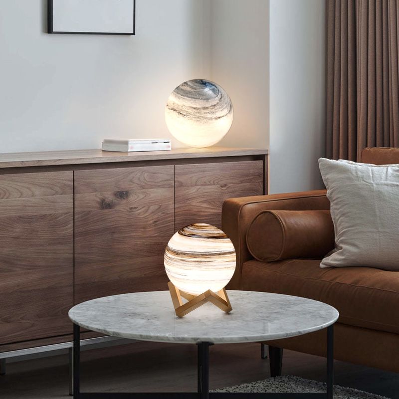 Lampada da tavolo da soggiorno in vetro a 1 lampadina con illuminazione notturna creativa e moderna