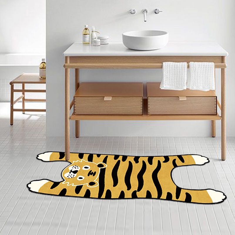 Orange Casual Rug Polyester Tiger Area Rug Stain Resistant Rug for Living Room