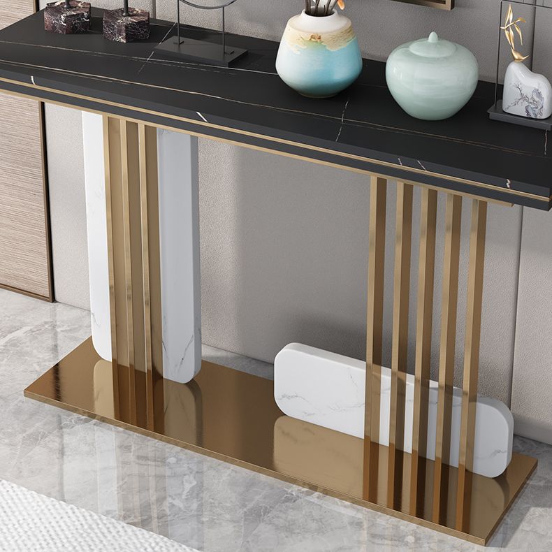 Glam Accent Table Rectangle Stone Console Table , 12.5 inch Wide