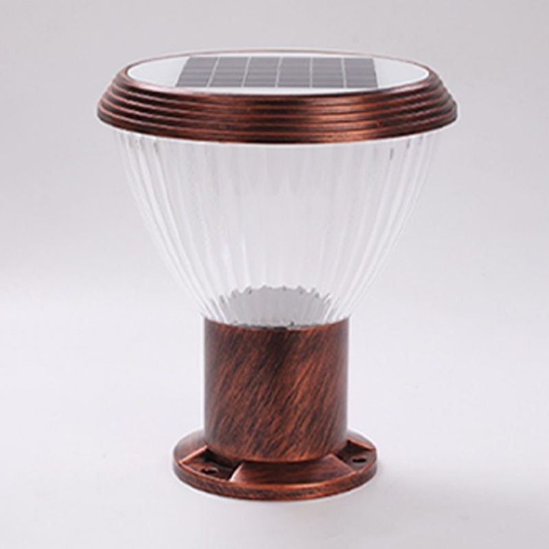 LED Pillar Lamp Modern Solar Lighting Fixture with Acrylic Shade for Garden