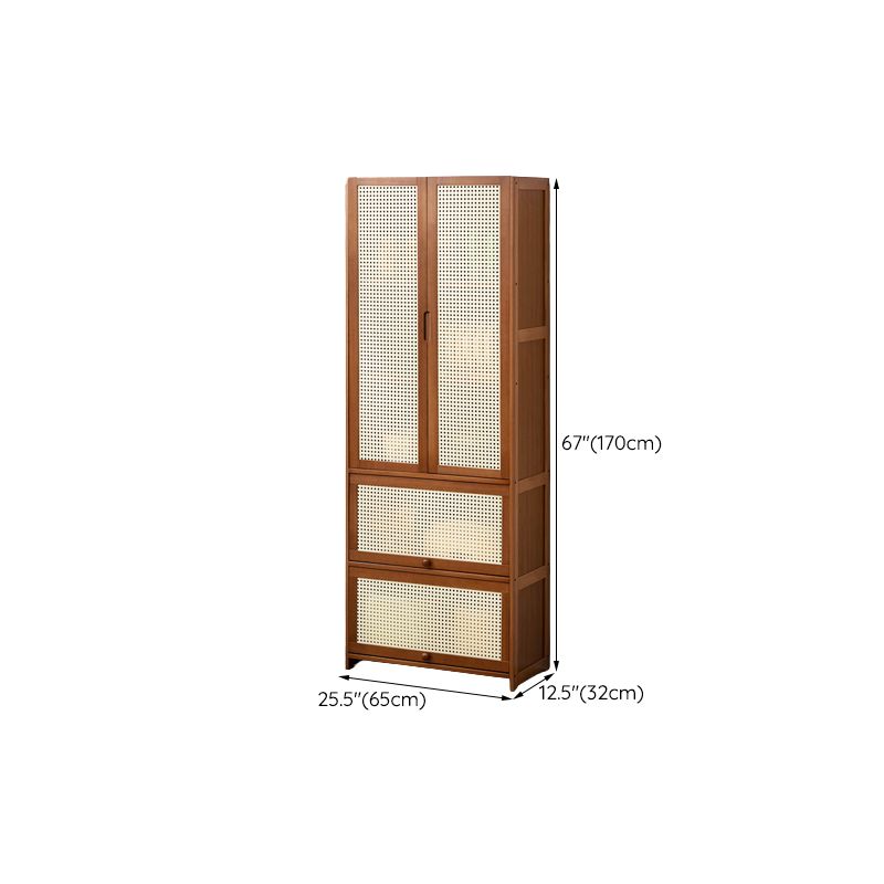 Mid-Century Modern Rectangle Cabinet with Wicker&Rattan Doors