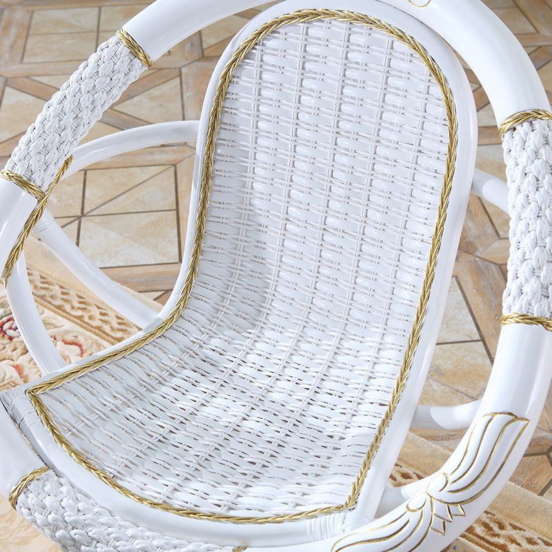 Tropical White Patio Dining Chair Rattan with Arm Single Chair
