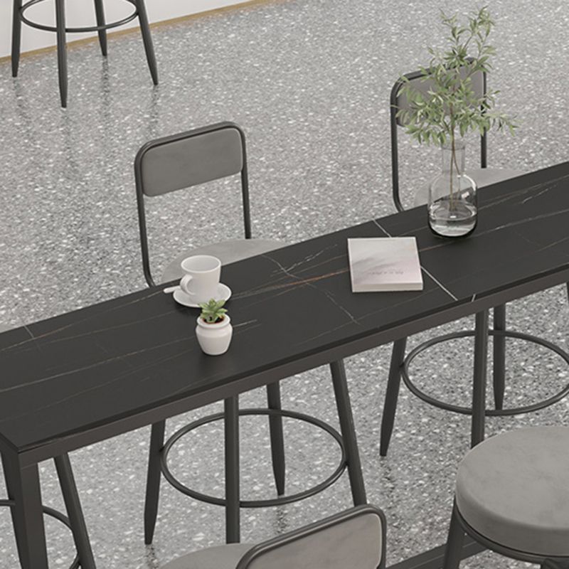 Modern 1/2/7 Pieces Bar Table Set Rectangle Stone Counter Table with Stools for Balcony