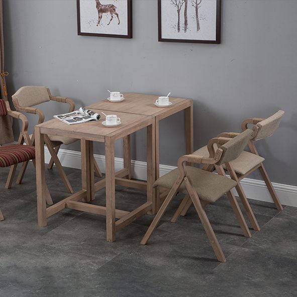 Country Style Foldable Dining Armchair Open Back Upholstered Arm Chairs