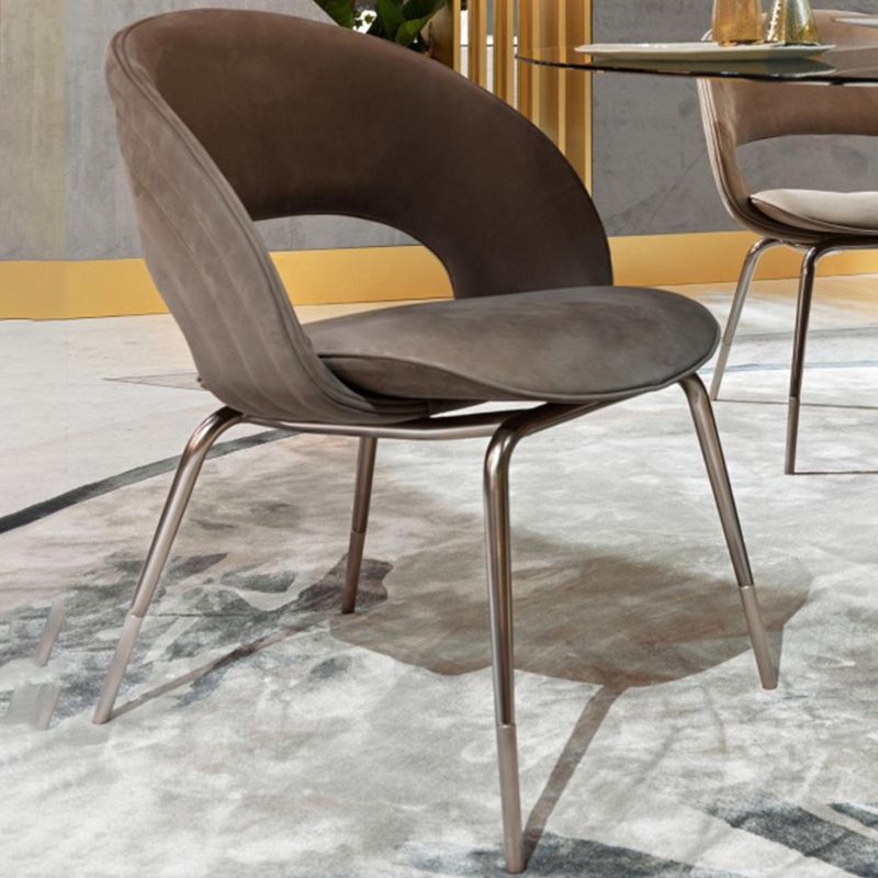 Contemporary Metal and Upholstered Open Back Dining Side Chair