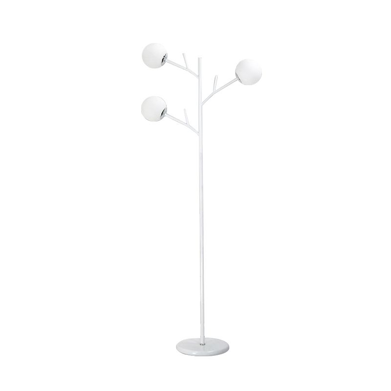 Metallbaumartigen Bodenlicht zeitgenössische 3 Lampen schwarz/weiße stehende Lampe für Schlafzimmer