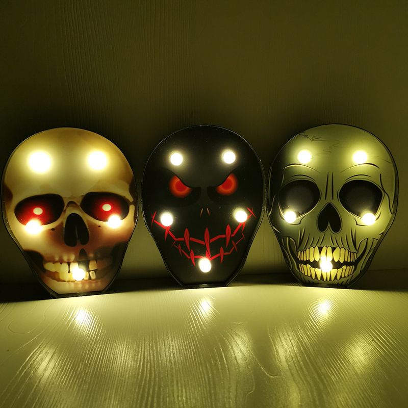 Horror Element Night Light Simple Plastic Battery Operated LED Black Nightstand Lighting