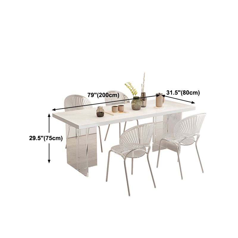 Acrylic Base Double Pedestal Table Modern Rectangle Dinner Table Kitchen Home