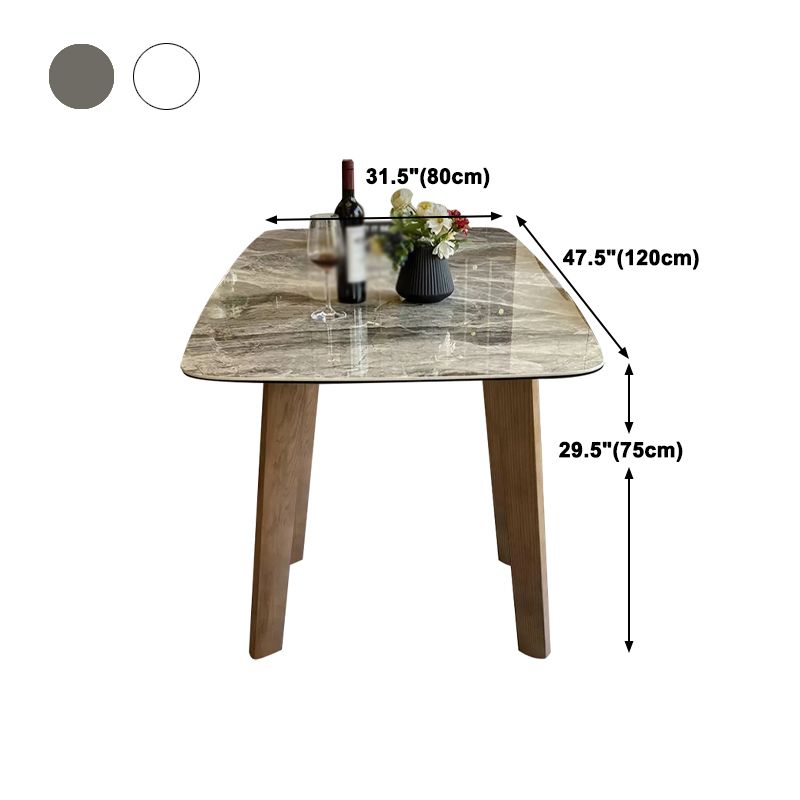 Mesa de comedor rectangular moderna, patas de madera maciza, mesa de cocina y comedor