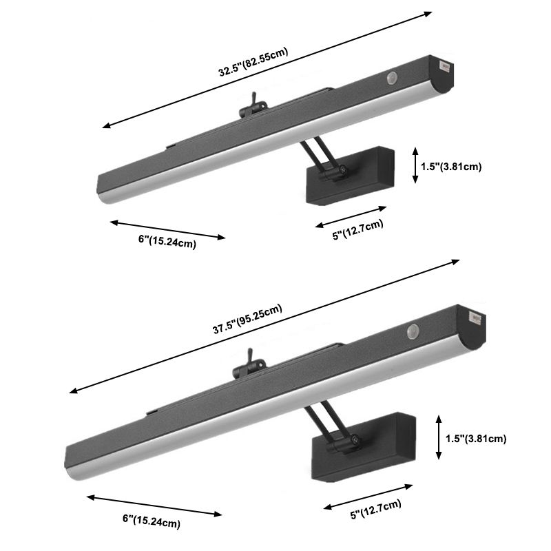 Elongated Metal Wall Sconce Lighting Simplicity Style LED Black Wall Lighting Fixture